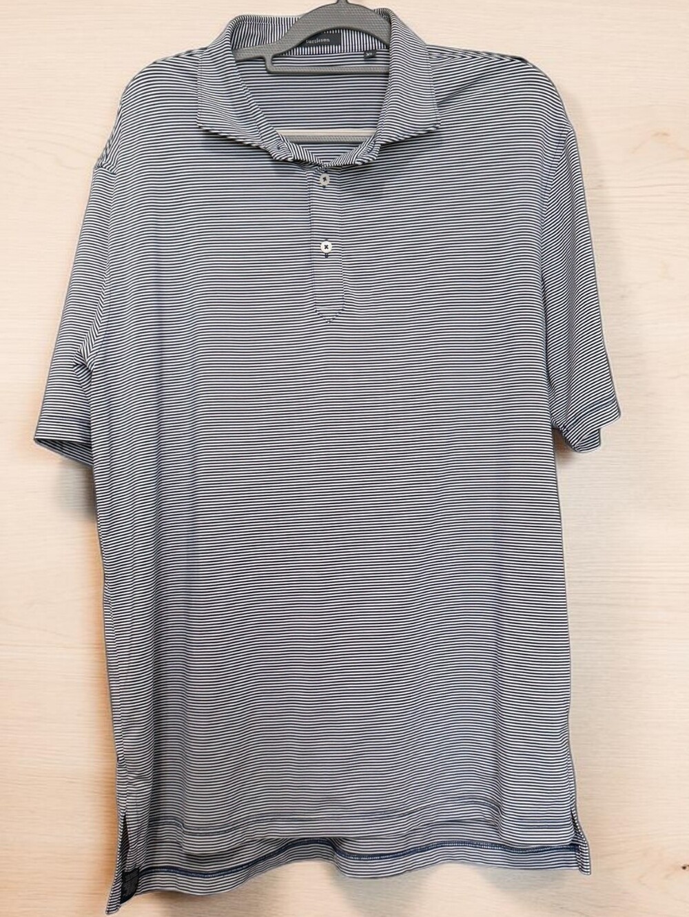 Turtleson Men's XL Blue White Striped Performance Golf Polo Shirt
